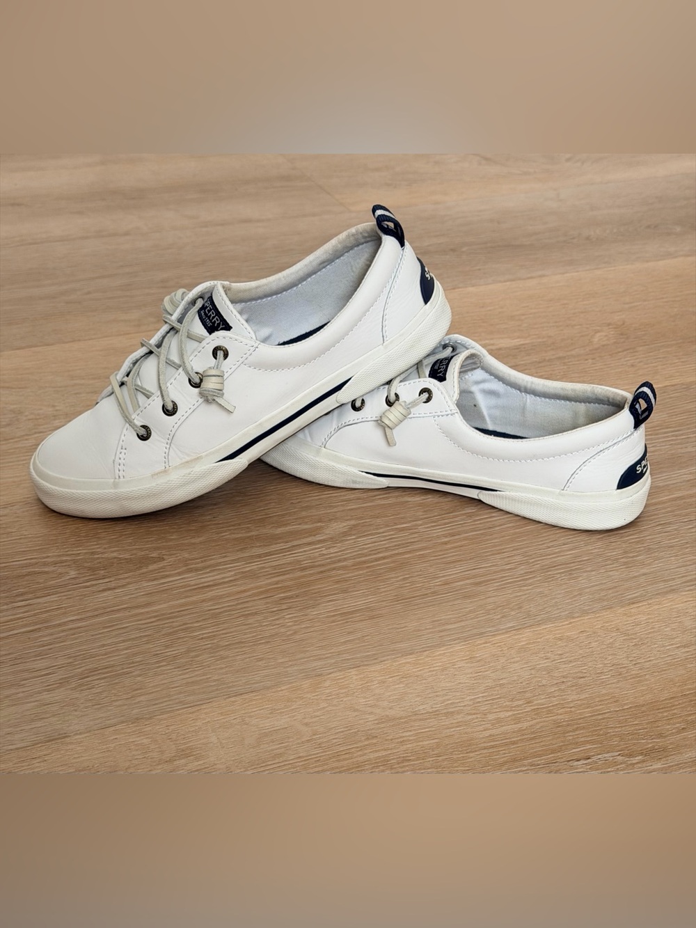 Sperry Pier Wave LTT Leather Sneakers White Lace Up Shoes 8.5 - Picture 4 of 10
